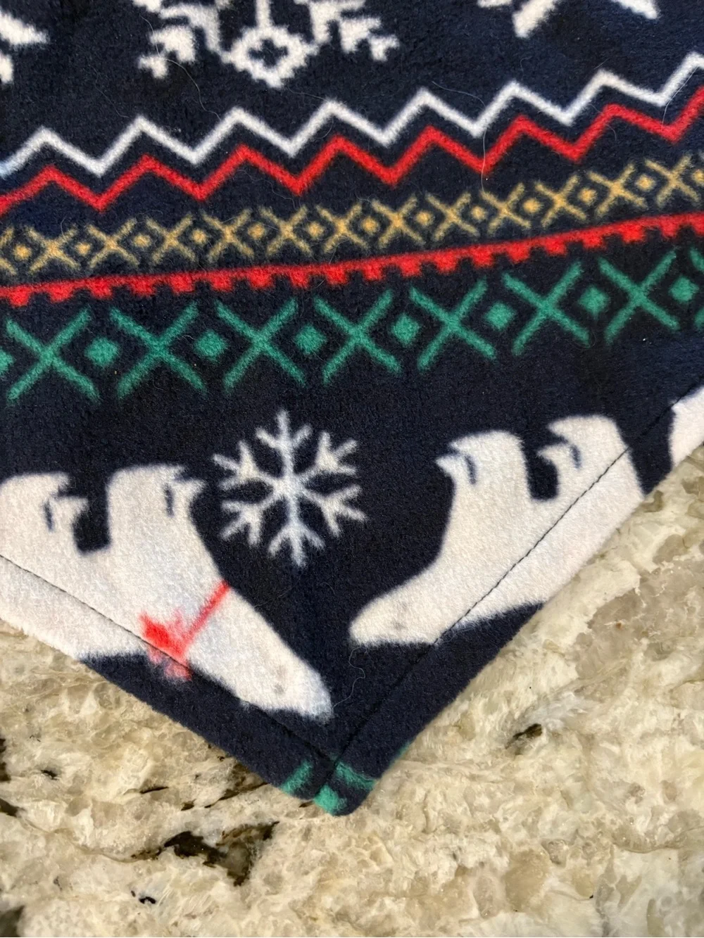 Winter Polar Bear Bandana - Navy Snowflake Print